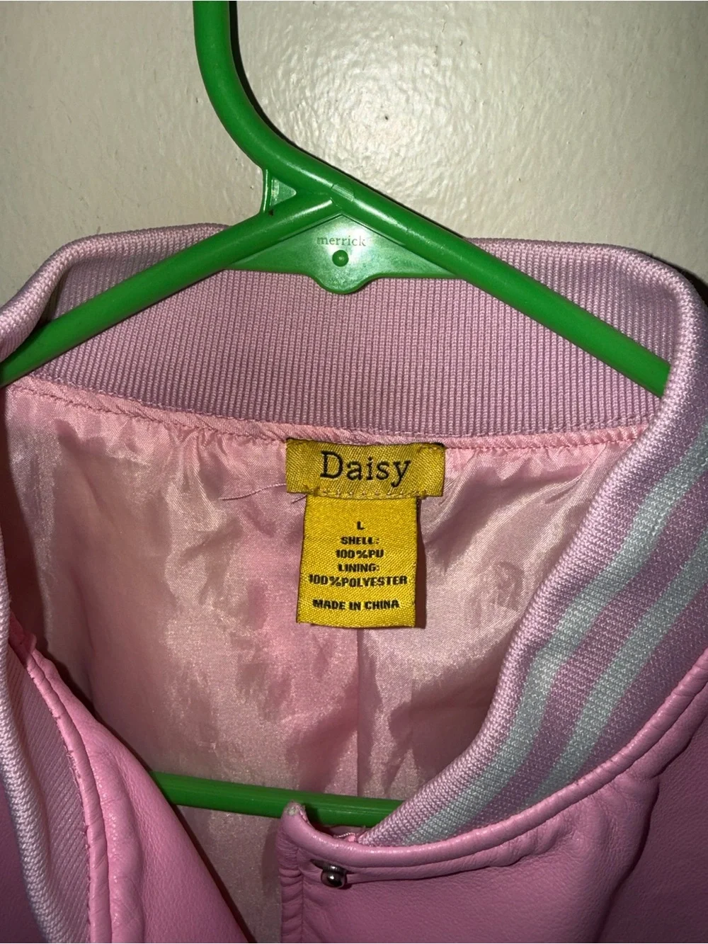 Daisy Pink Cropped Varsity Bomber Jacket